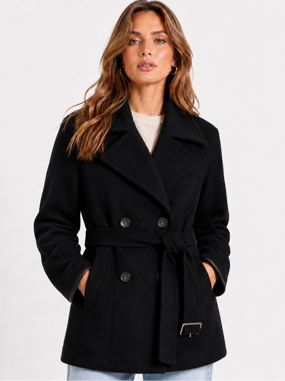 Vince Lofty Belted Wool Blend Jacket Black S/P NWT